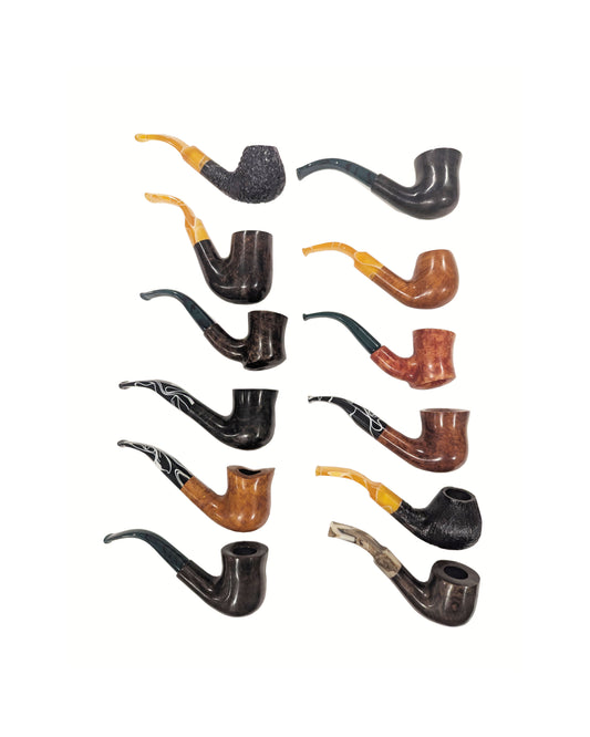 Briar pipes with acrylic stem made in Italy - 12 pack