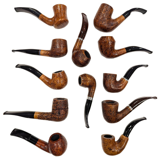 Premium Large Briar Basket Pipes - Sandblast Finish - Italian
